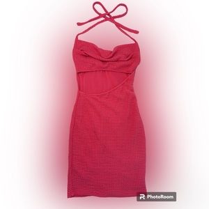 SHEIN PINK SLIT COWL MINI DRESS